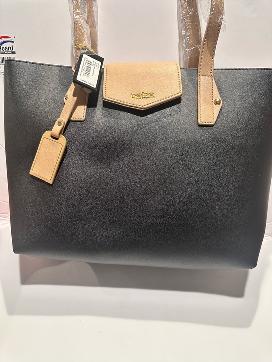 bebe Handbags - bebe Black and Tan Two-Tone Tote
